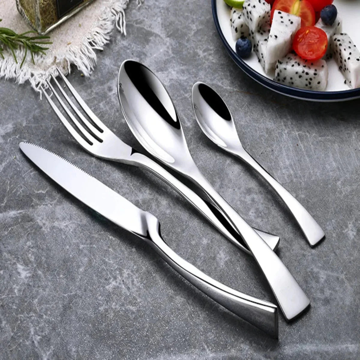 Bestek Set met Vork, Mes en Lepel voor 6 of 12 Personen