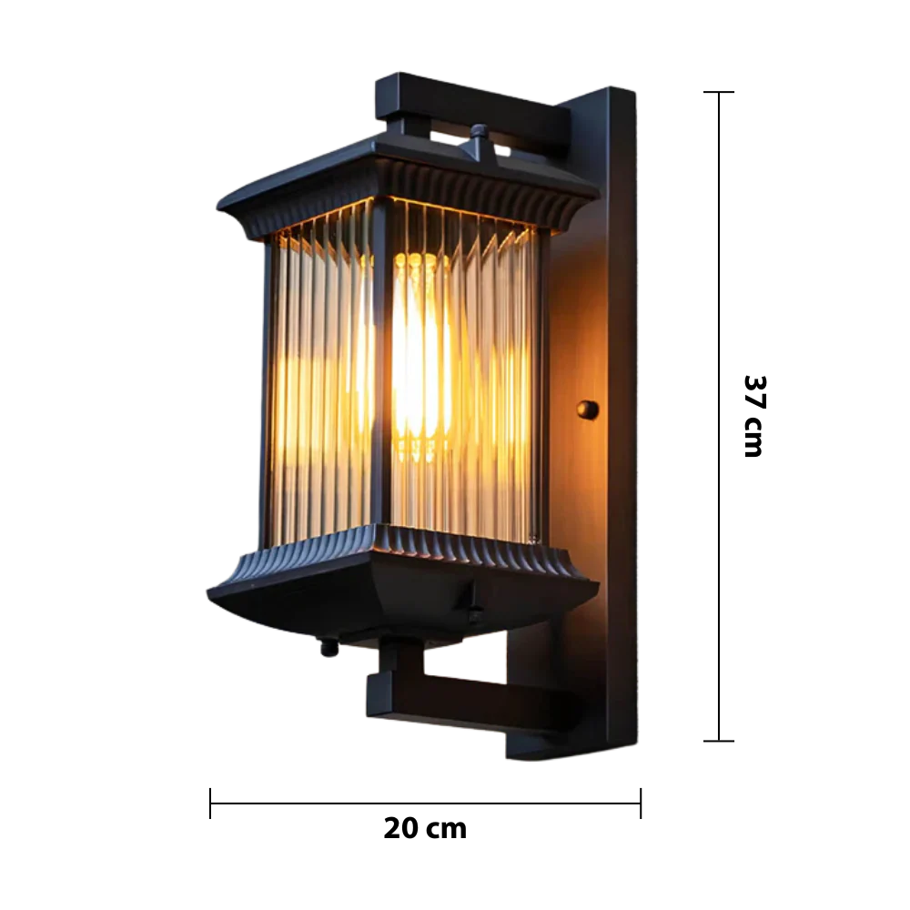 Buitenlamp Wandlamp Vintage Lantaarn met Geribbeld Glas voor Buiten