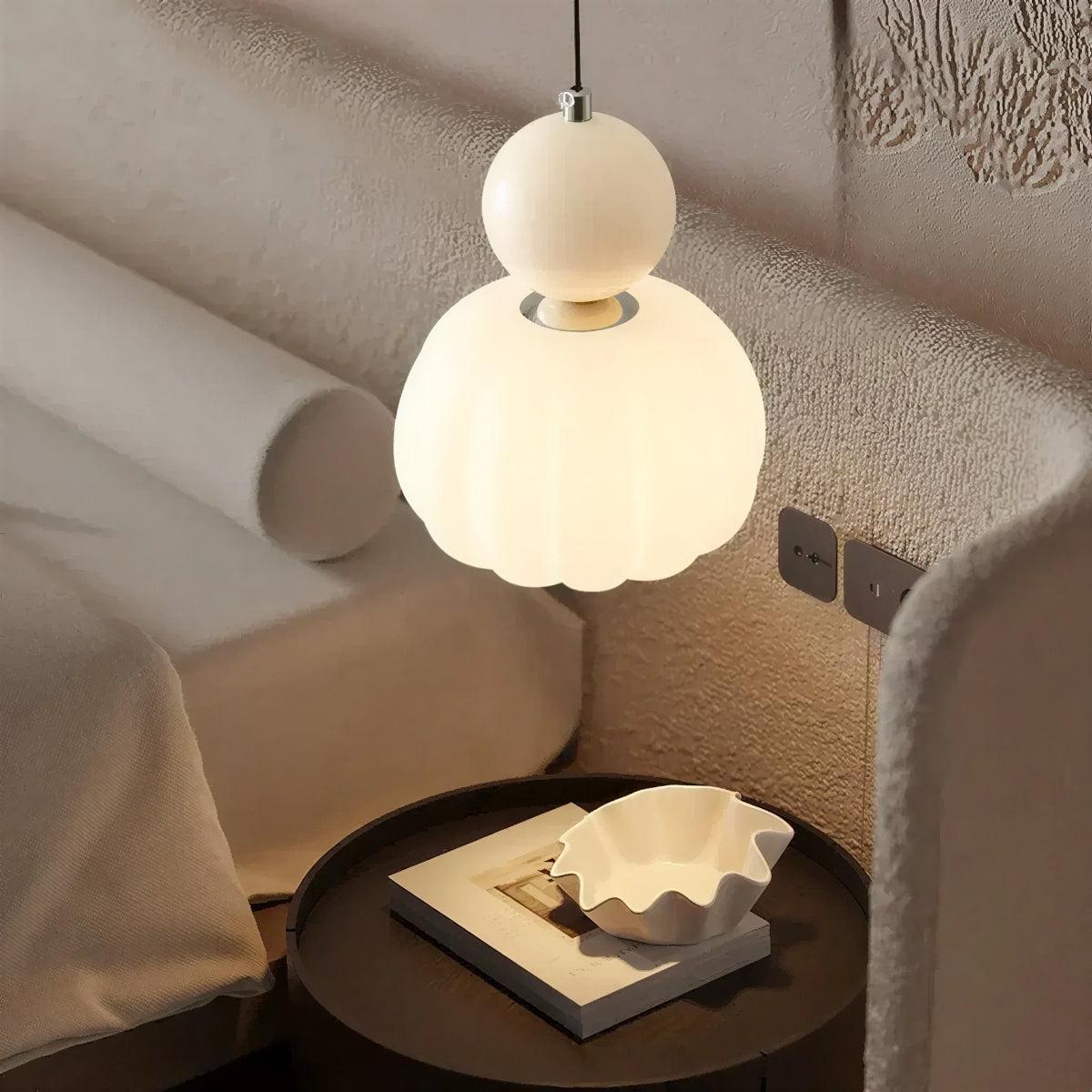 Hanglamp Art Deco met Geribbelde Ronde Kap en Bol Decoratie