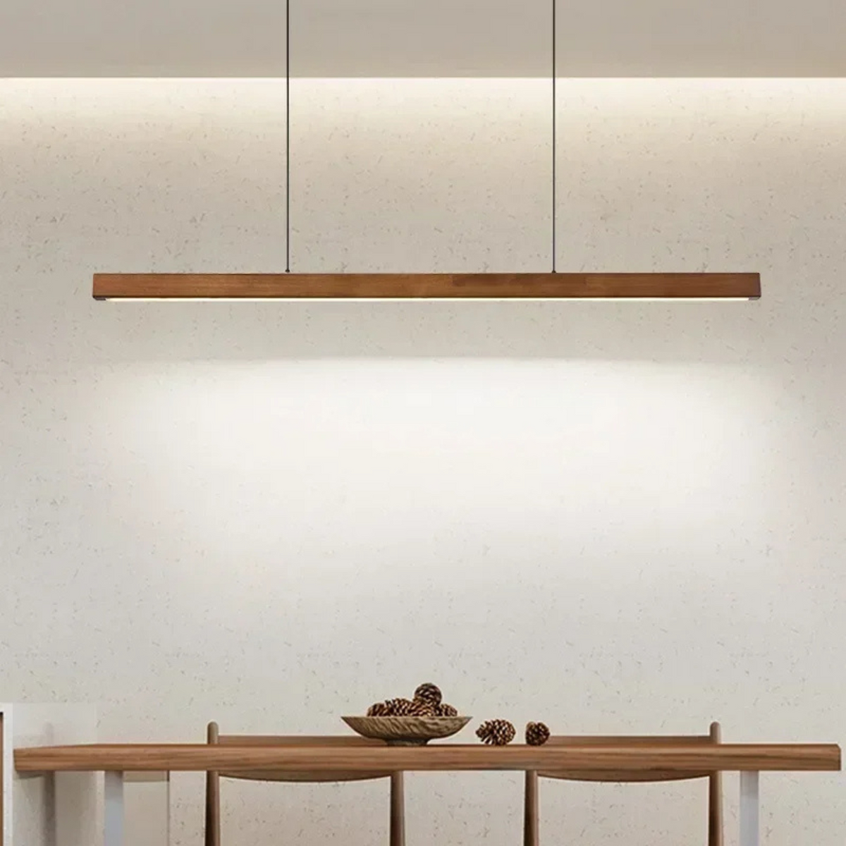 Hanglamp Balkvorm Hout LED Verstelbaar voor Eettafel