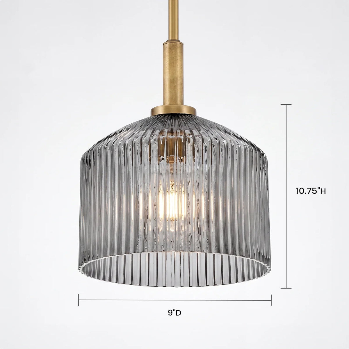 Hanglamp Landelijk met Geribbelde Glazen Kap en Messing Fitting