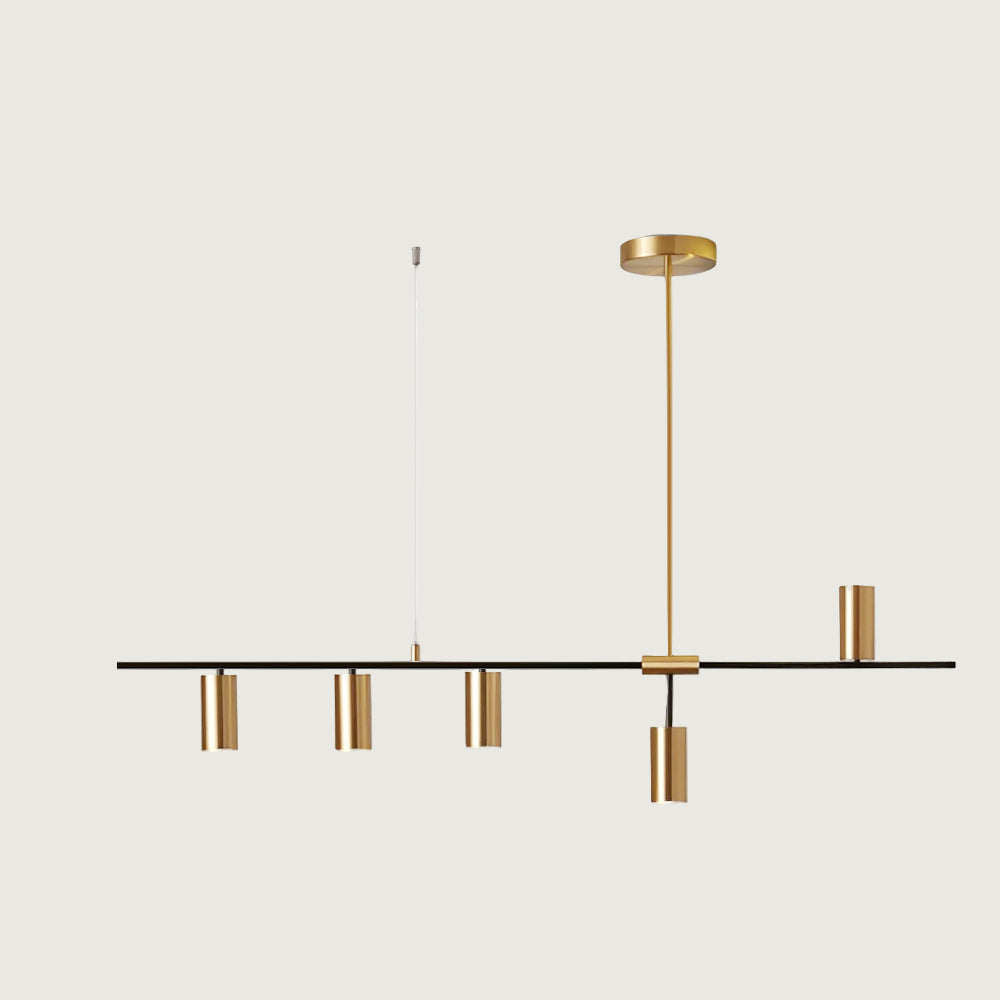 Hanglamp Minimalistisch met Cilindervormige Spots en Horizontale Rail