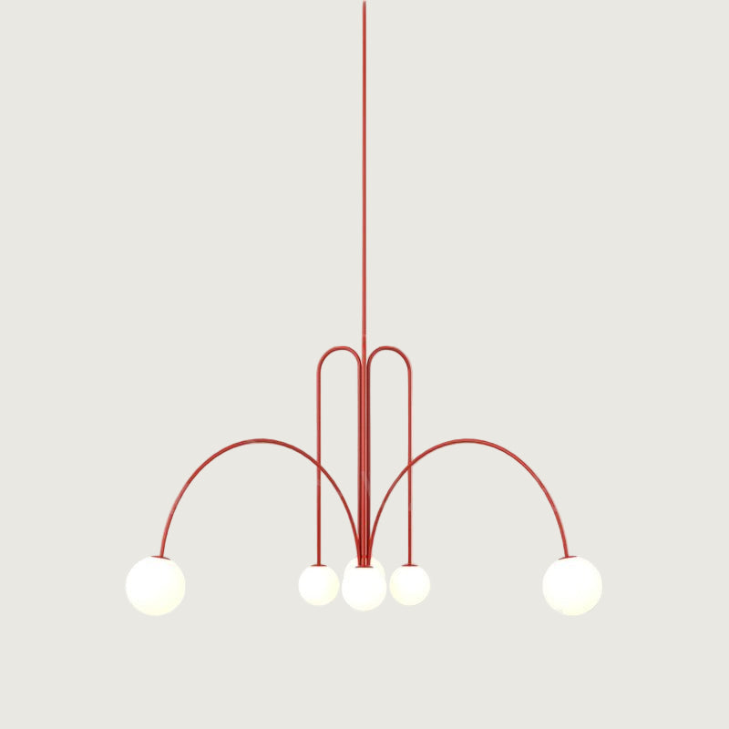 Hanglamp Modern met Boogvormige Armen en Glazen Bollen voor 6 Lichtpunten