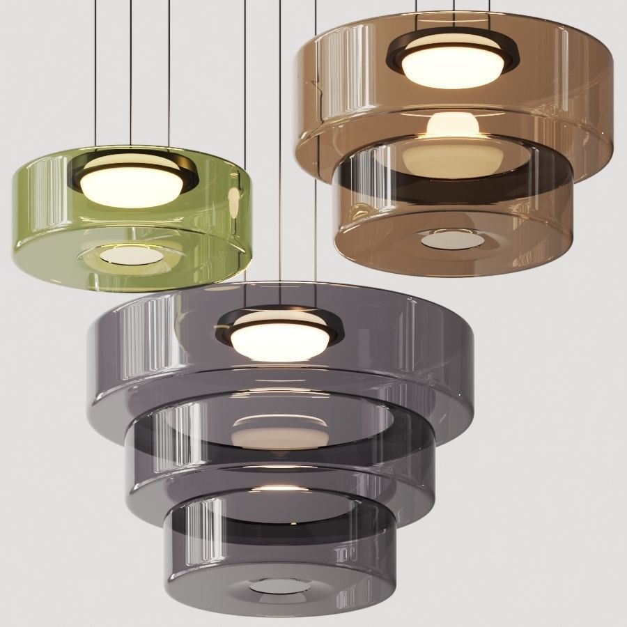 Hanglamp Modern met Gelaagde Glazen Kap en Verstelbare Hoogte