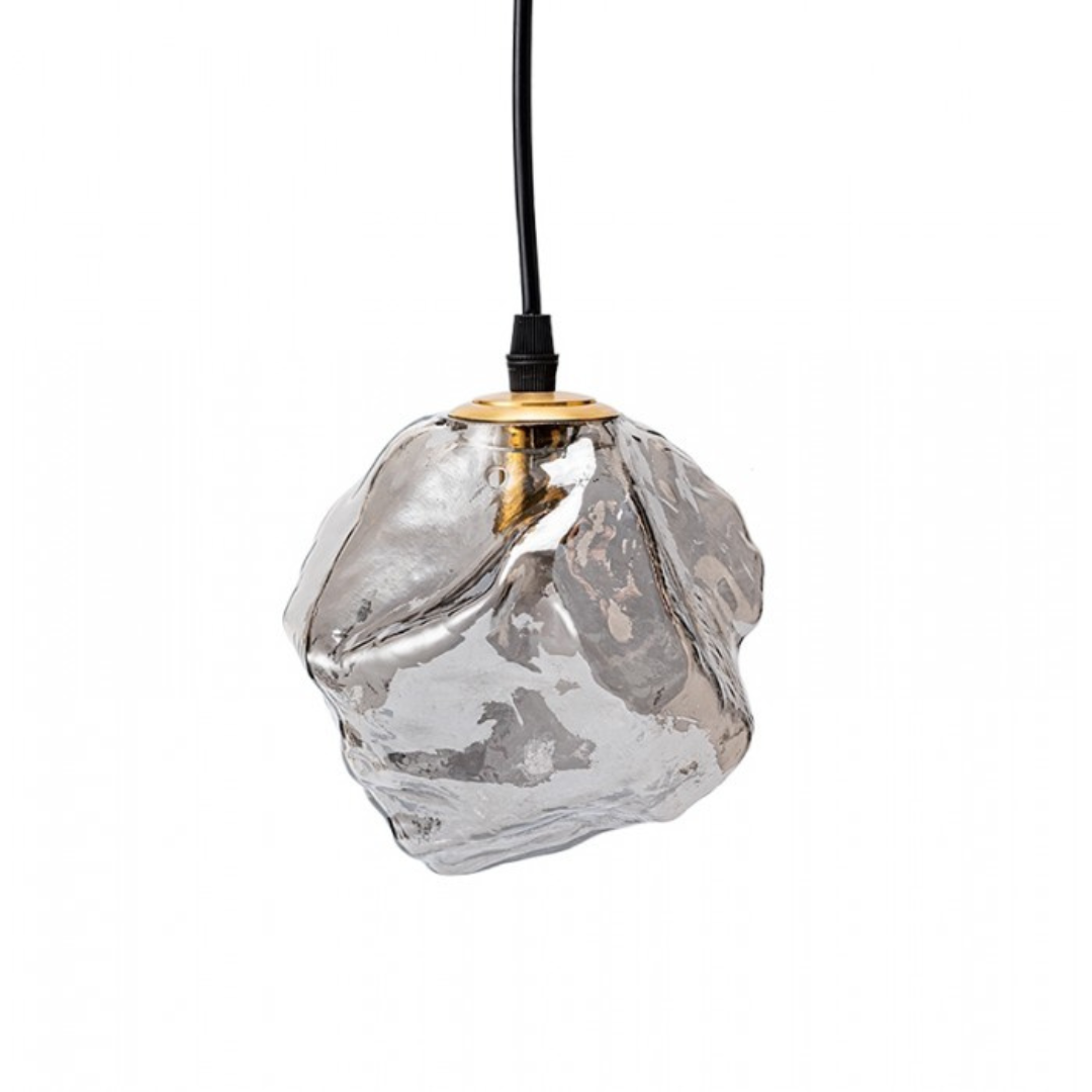 Hanglamp Modern met Organisch Gevormde Glazen Kap en Messing Fitting