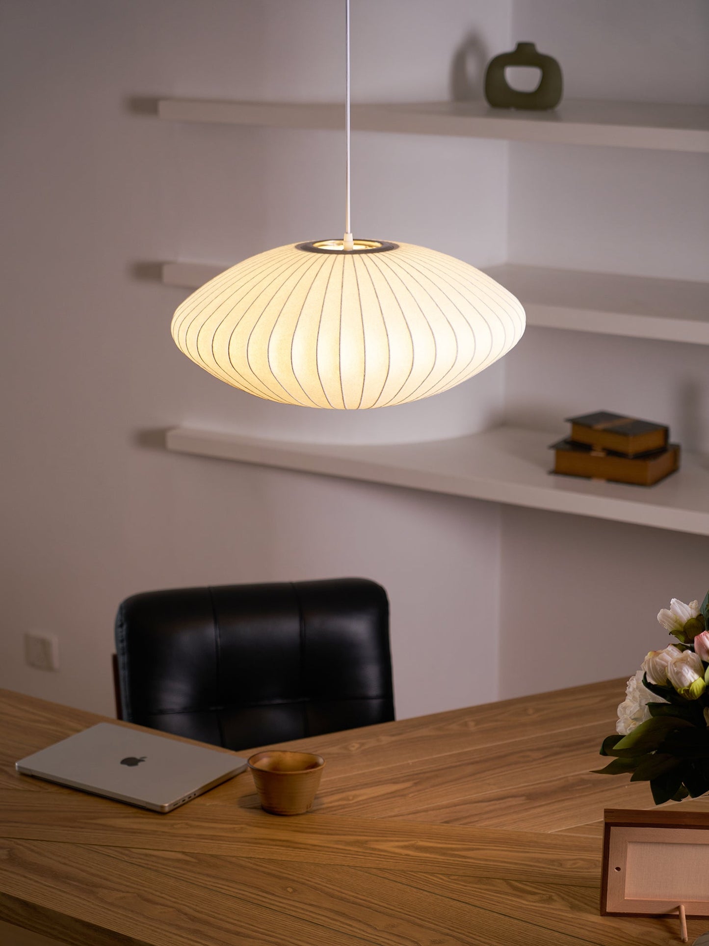 Hanglamp Scandinavisch met Geometrisch Draadframe en Zijden Kap