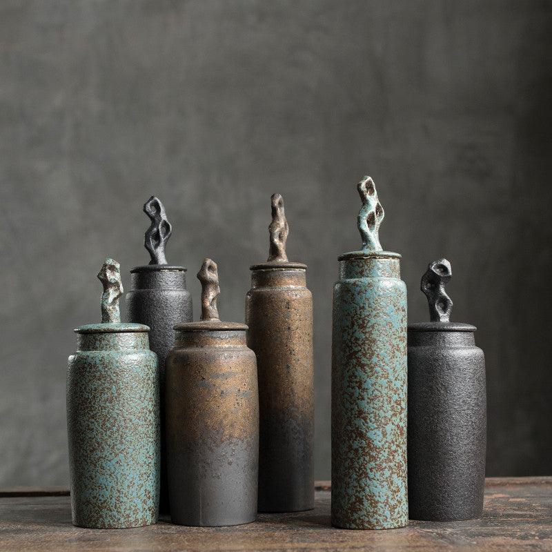 Keramische Theepot met Deksel en Sculptuurknop Wabi-Sabi Stijl