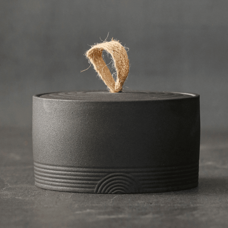 Keramische Voorraadpot met Deksel en Touwgreep, Japanse Wabi-Sabi Stijl