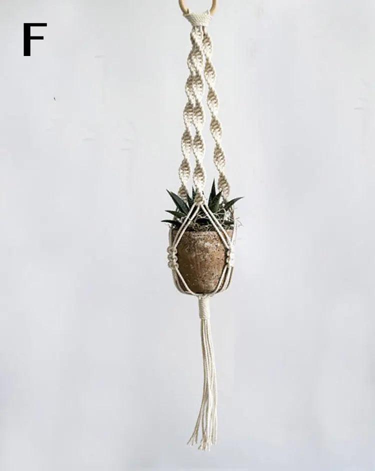 Macramé Plantenhanger Bohemian met Gevlochten Touwpatroon