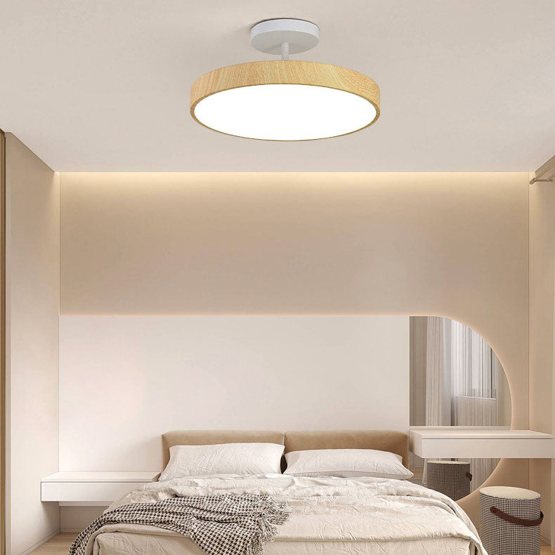 Plafondlamp Scandinavisch met Ronde Houten Rand en Geïntegreerde LED
