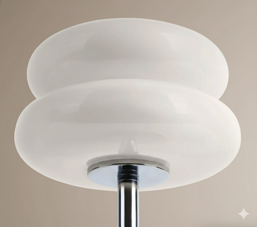Tafellamp Retro met Glazen Bubble Kap en Chroom Voet