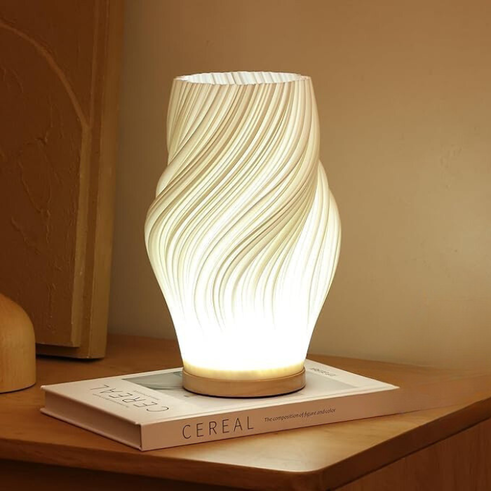 Tafellamp Scandinavisch met Golvende Kap en Dimbare LED Verlichting
