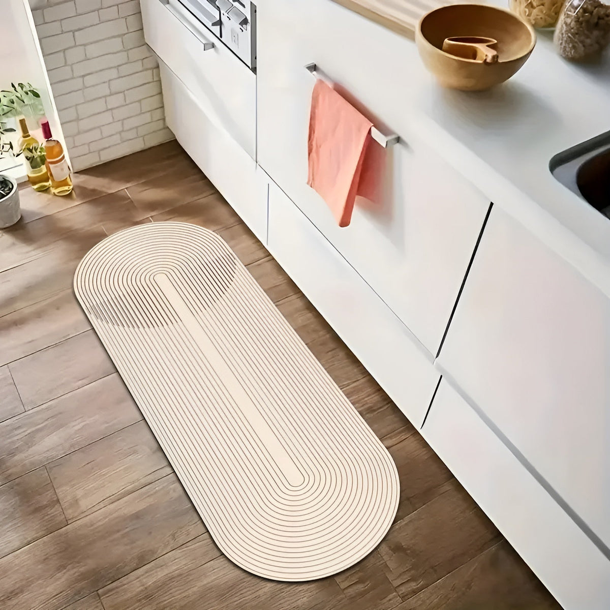 Vloerkleed Loper Antislip met Geometrisch Streeppatroon voor Hal en Keuken