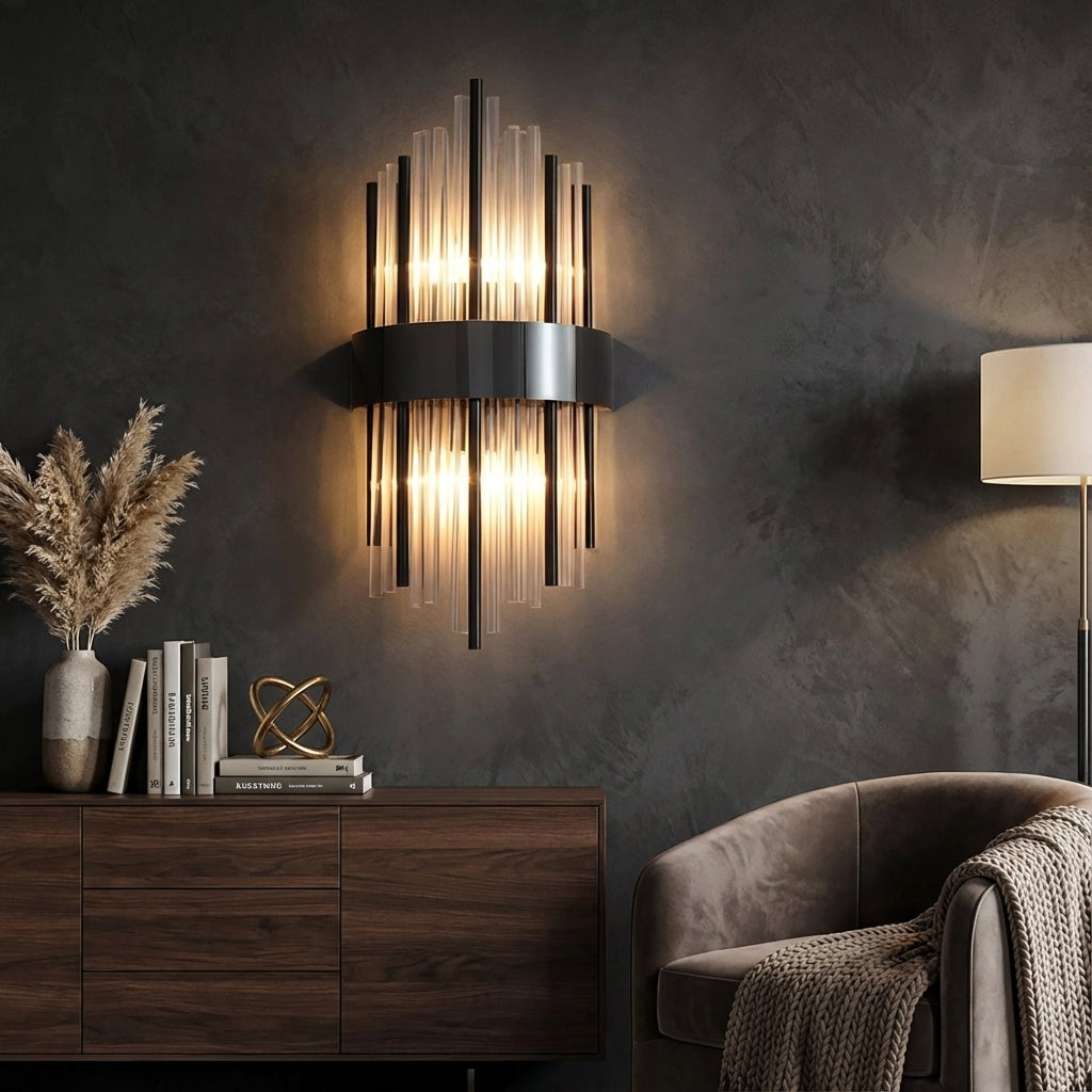 Wandlamp Art Deco met Glazen Staven en 3 Kleurtemperaturen