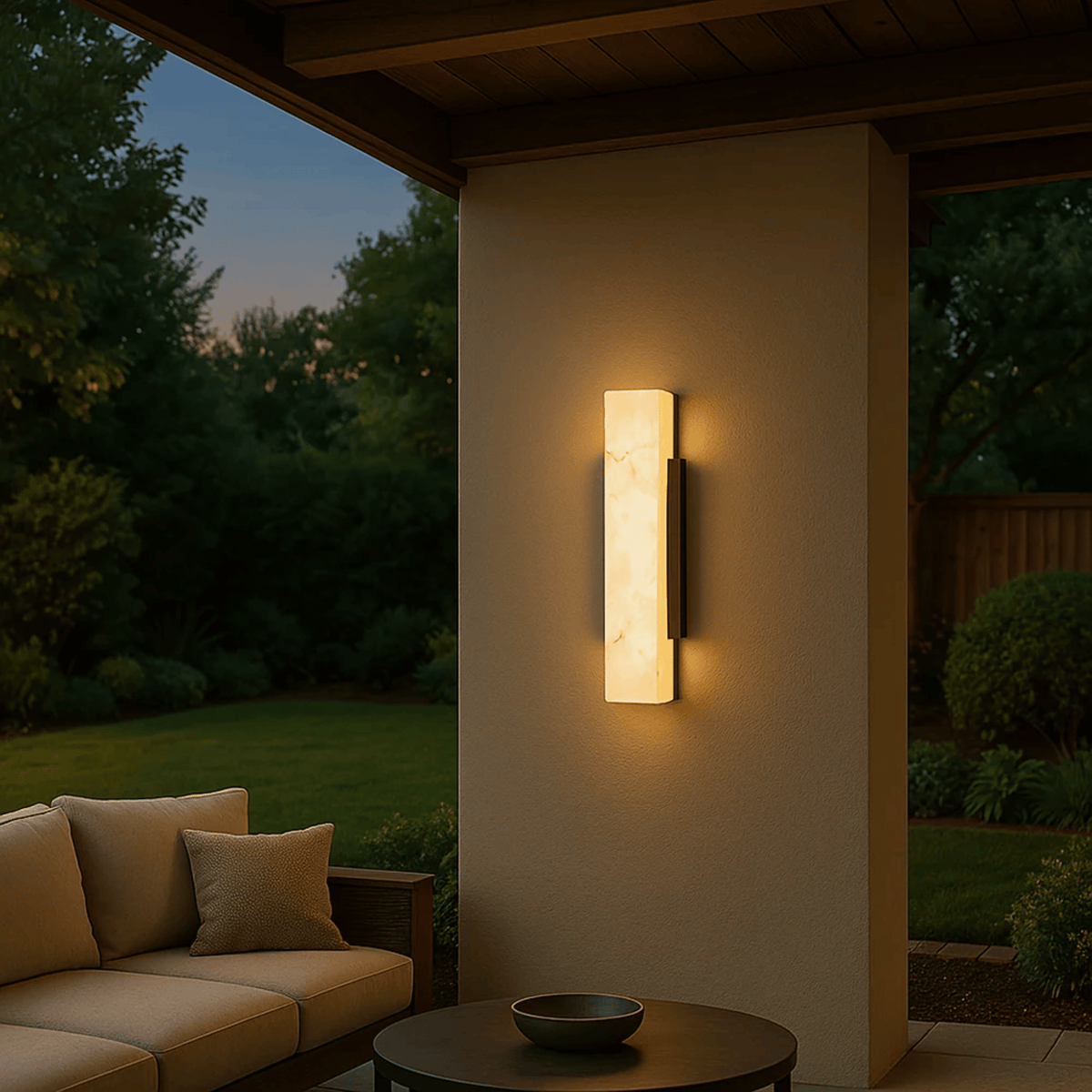 Wandlamp Buiten Minimalistisch met Marmerlook Diffuser en Geïntegreerde LED