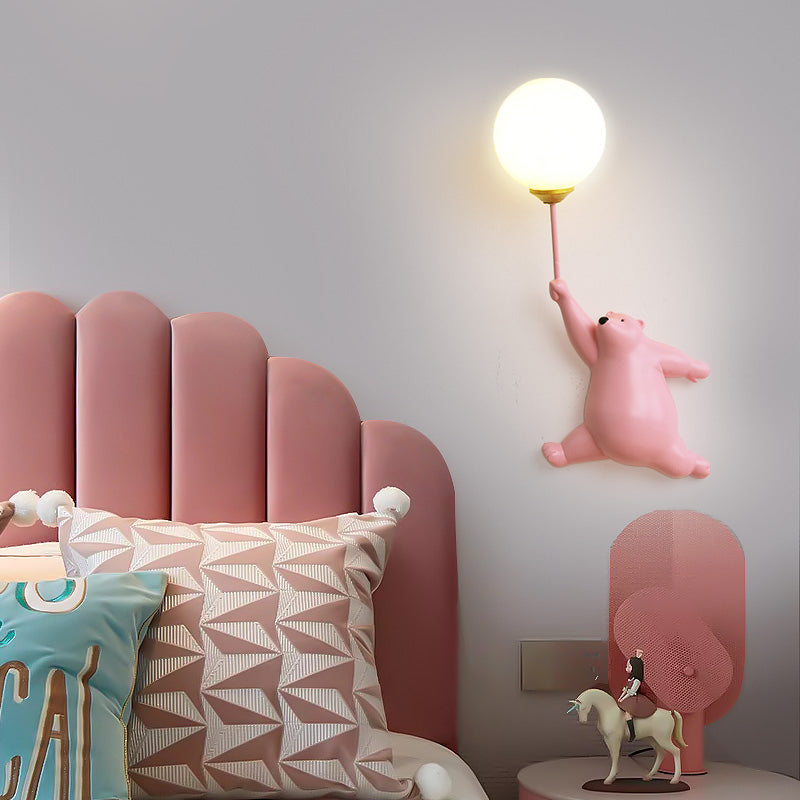 Wandlamp Kinderkamer met Beer en Ballon Figuur
