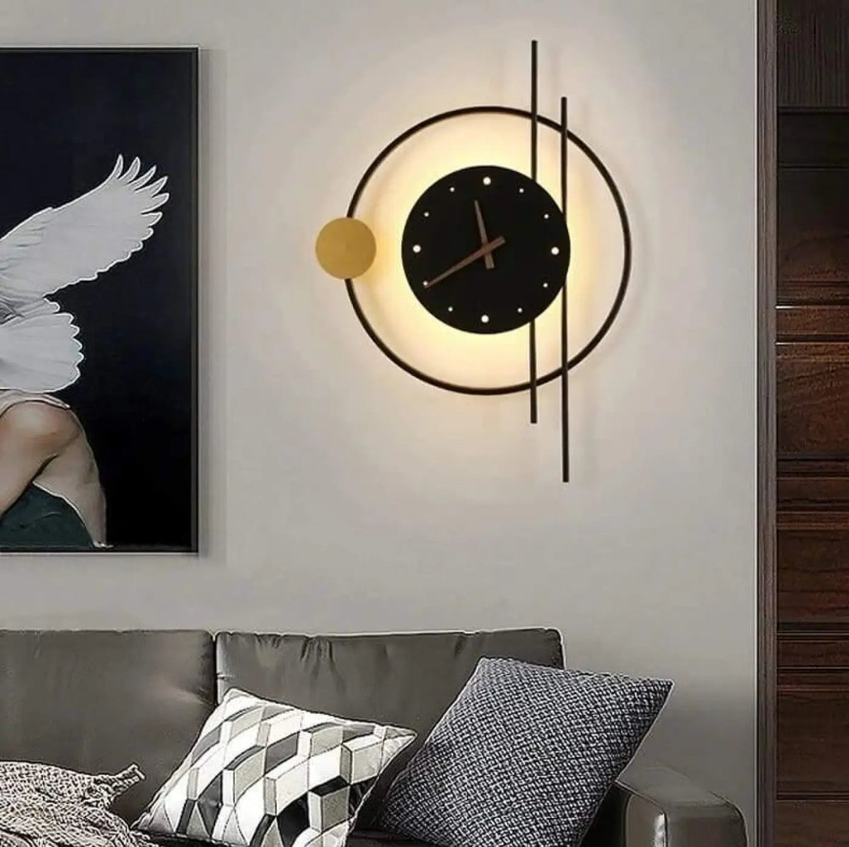 Wandlamp met Ingebouwd Klok Modern Design en LED Verlichting