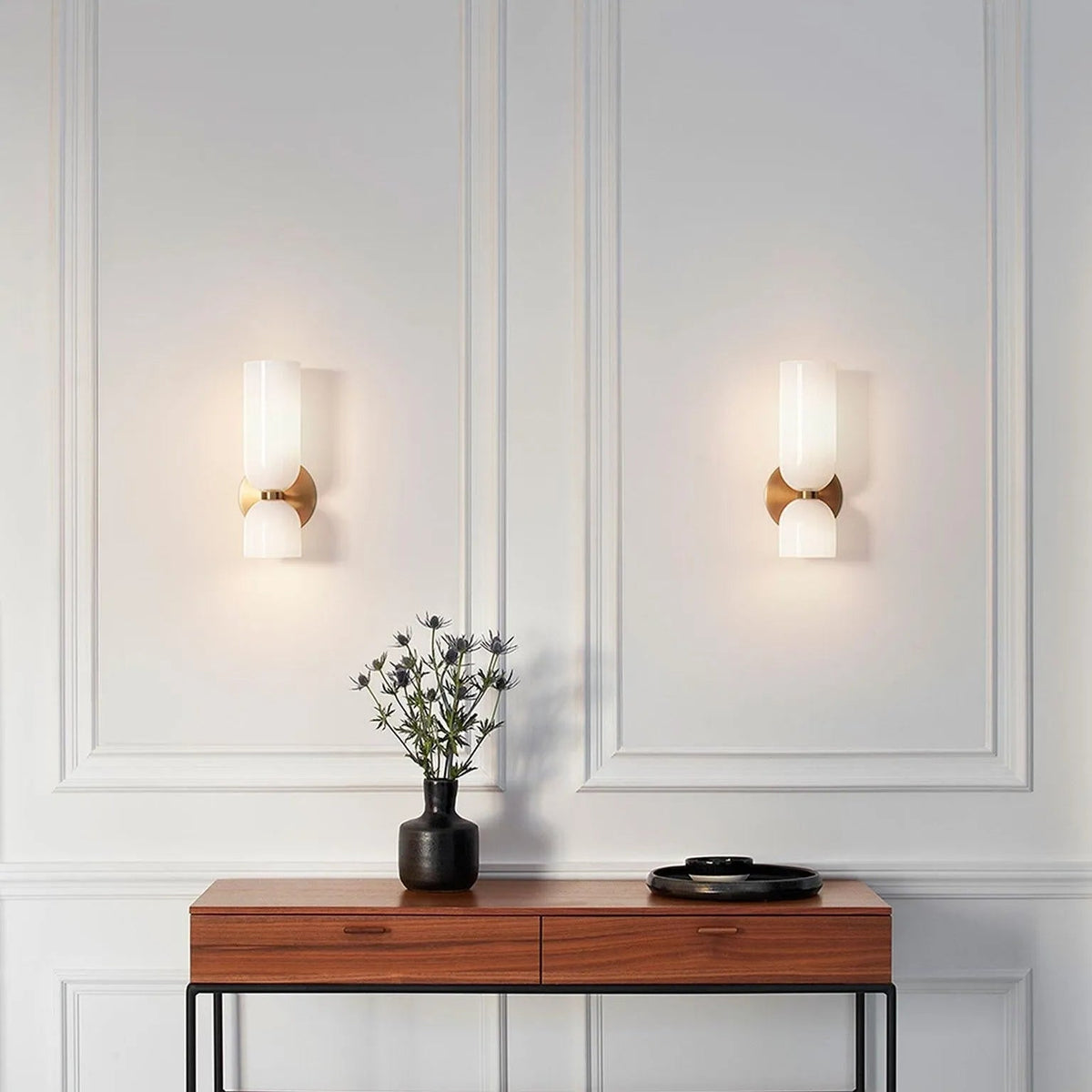 Wandlamp Modern met Dubbele Cilindervormige Glazen Kap