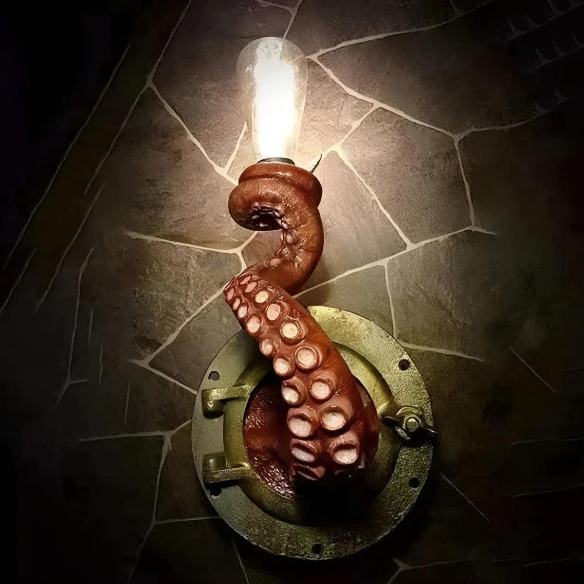 Wandlamp Steampunk met Octopus Tentakel en Edison Fitting