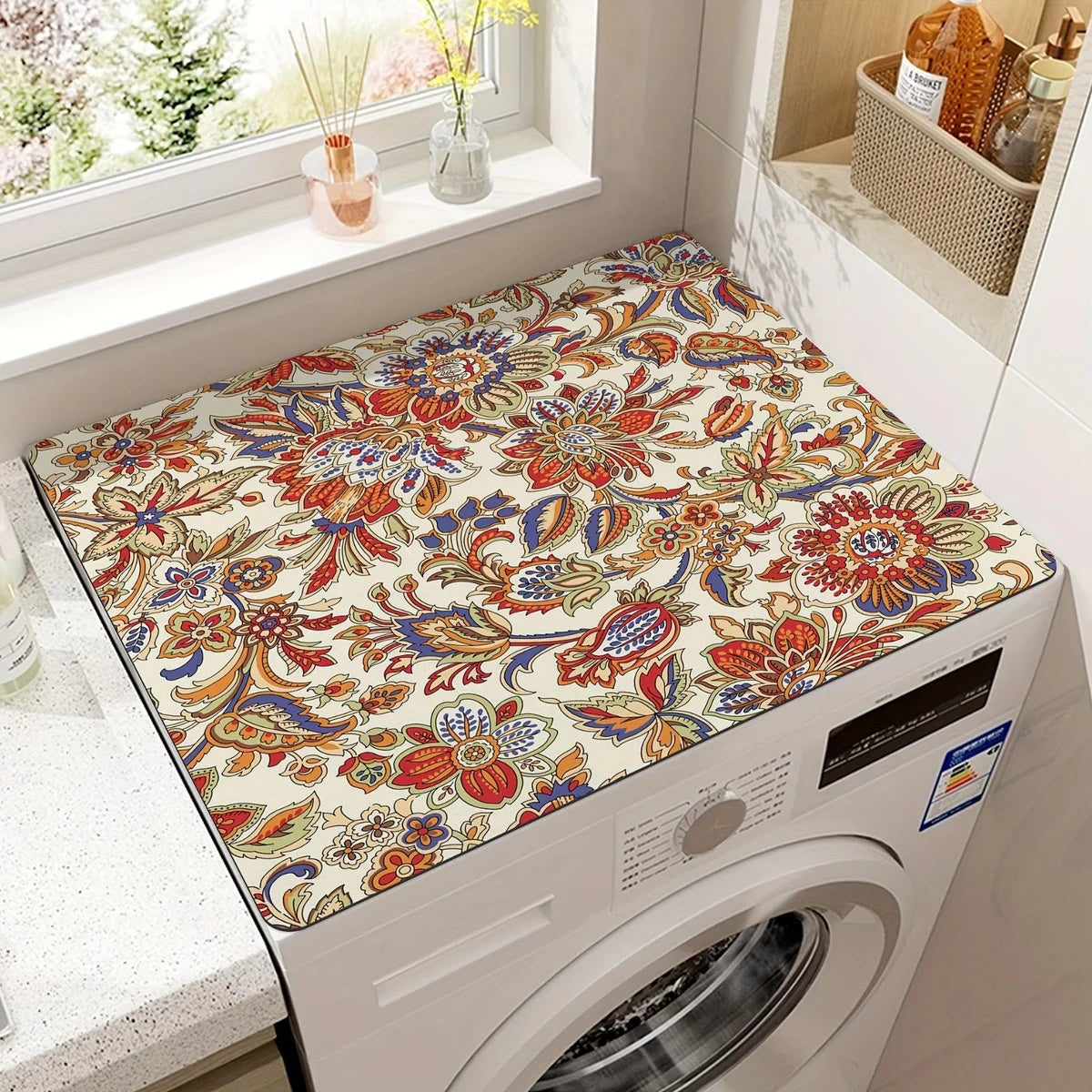 Wasmachine Beschermmat met Antislip Onderkant en Bohemian Print