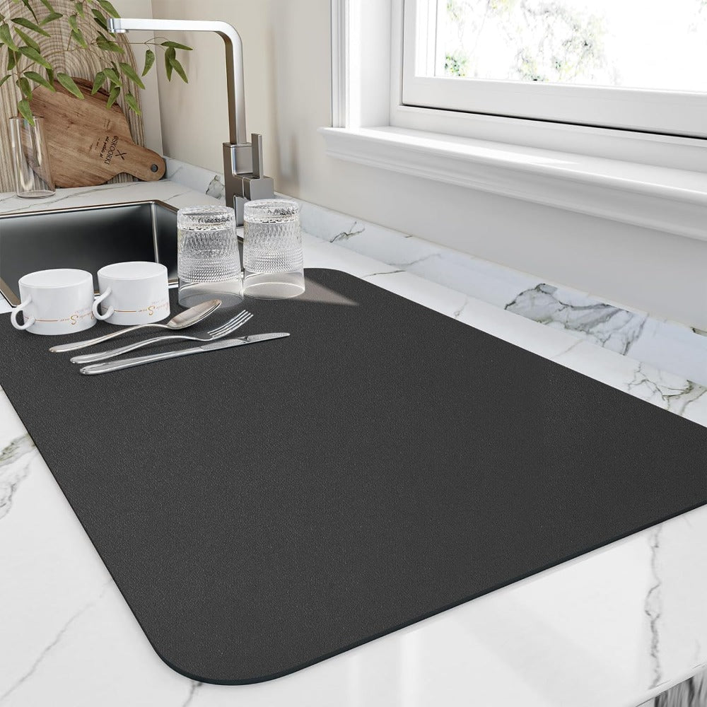 Afdruipmat Sneldrogend met Anti-Slip Rubberen Onderkant en Oprolbaar Design