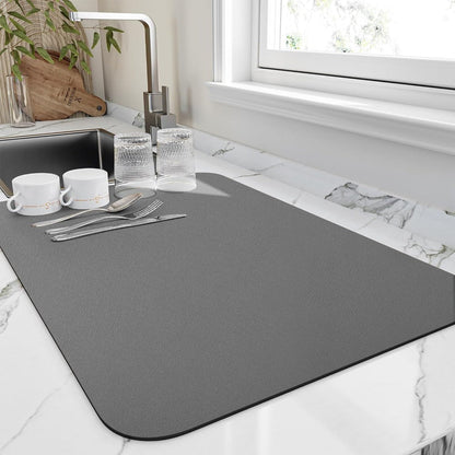 Afdruipmat Sneldrogend met Anti-Slip Rubberen Onderkant en Oprolbaar Design