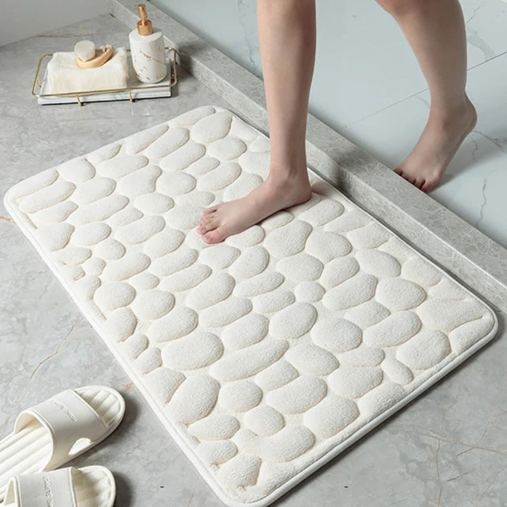 Badmat Antislip met Kiezelpatroon en Snelle Waterabsorptie