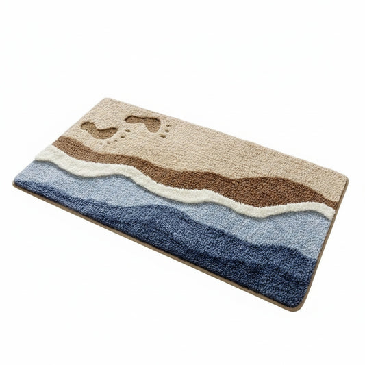 Badmat Antislip met Kustmotief en Voetafdrukdesign