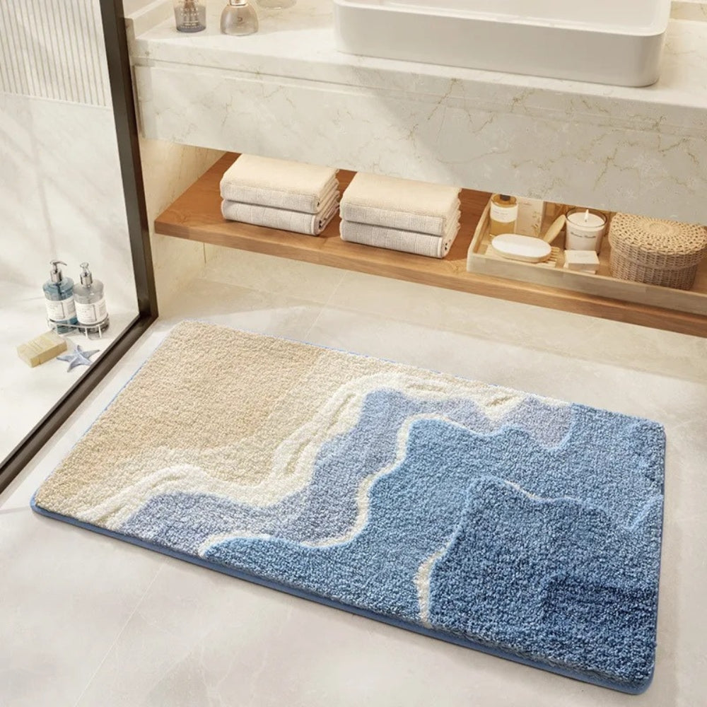 Badmat Antislip met Kustmotief en Voetafdrukdesign