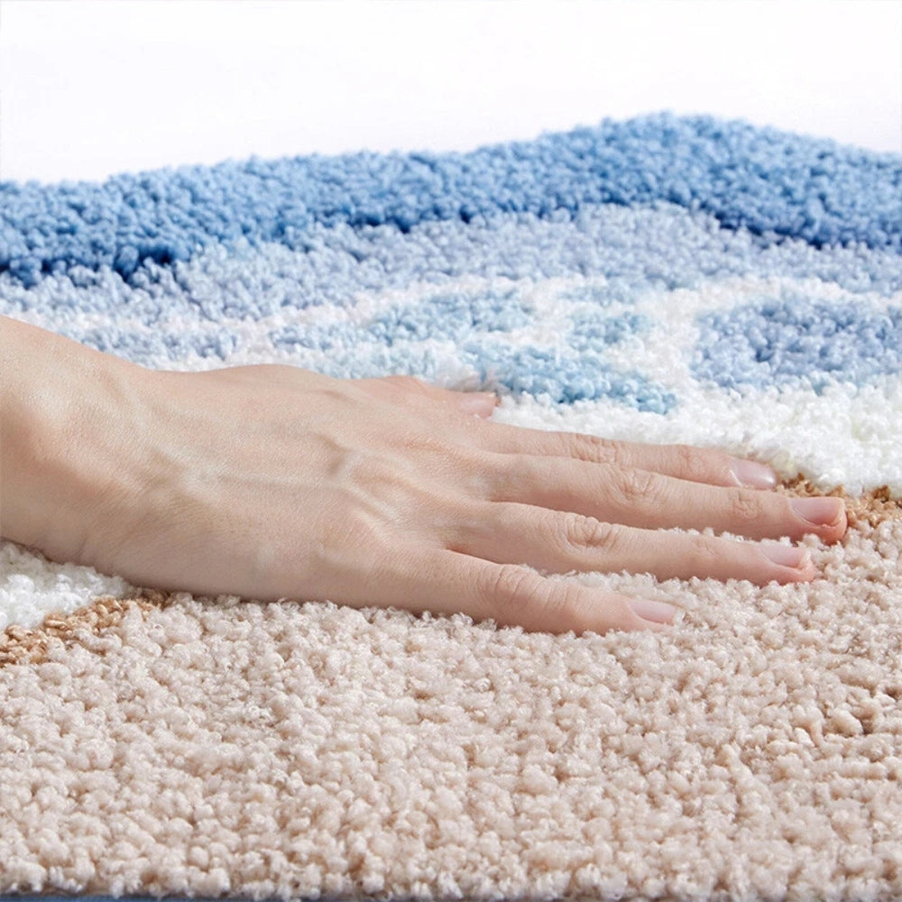 Badmat Antislip met Kustmotief en Voetafdrukdesign