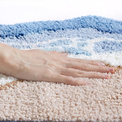 Badmat Antislip met Kustmotief en Voetafdrukdesign