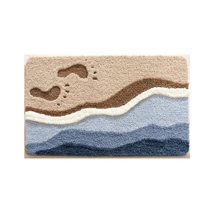 Badmat Antislip met Kustmotief en Voetafdrukdesign