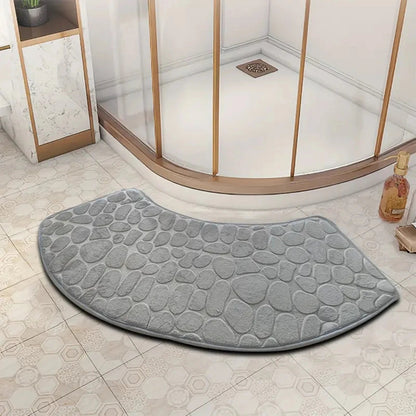 Badmat Gebogen Antislip met Kiezelmotief voor Hoekdouche en Toilet