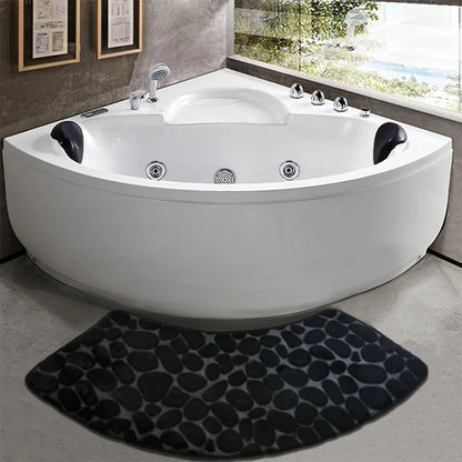 Badmat Gebogen Antislip met Kiezelmotief voor Hoekdouche en Toilet