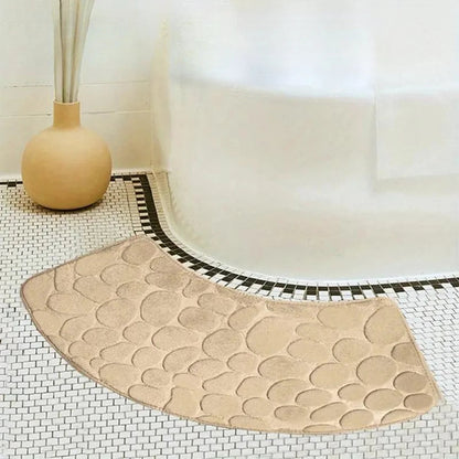 Badmat Gebogen Antislip met Kiezelmotief voor Hoekdouche en Toilet