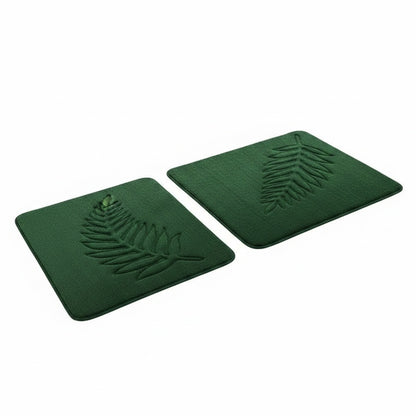 Badmat Set met Antislip Onderkant en Bladerenpatroon inclusief U-Contour Mat