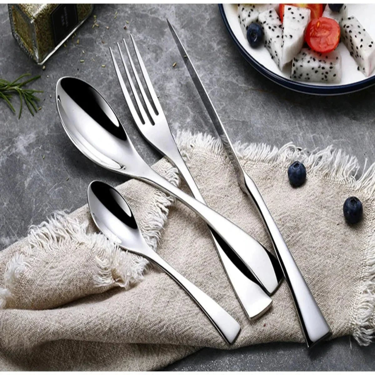 Bestek Set met Vork, Mes en Lepel voor 6 of 12 Personen
