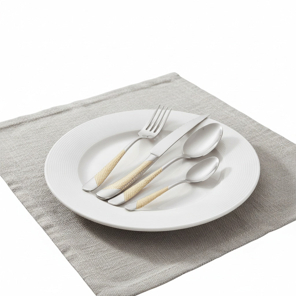 Bestekset 4-delig met Getextureerd Handvat voor Dagelijks en Formeel Gebruik