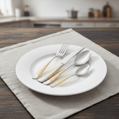 Bestekset 4-delig met Getextureerd Handvat voor Dagelijks en Formeel Gebruik