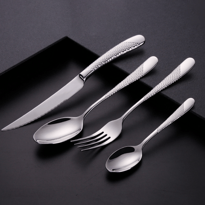 Bestekset 4-delig met Getextureerd Handvat voor Dagelijks en Formeel Gebruik