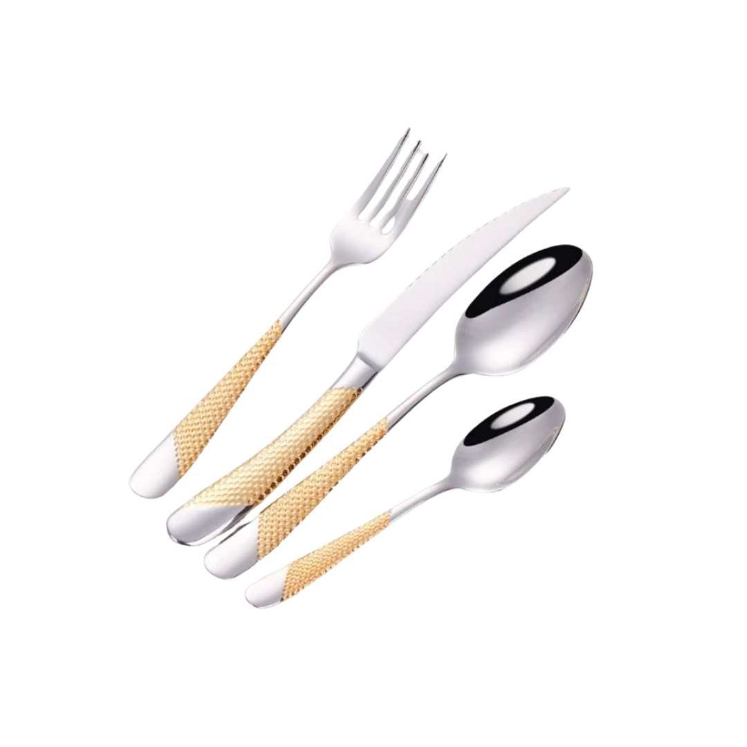 Bestekset 4-delig met Getextureerd Handvat voor Dagelijks en Formeel Gebruik