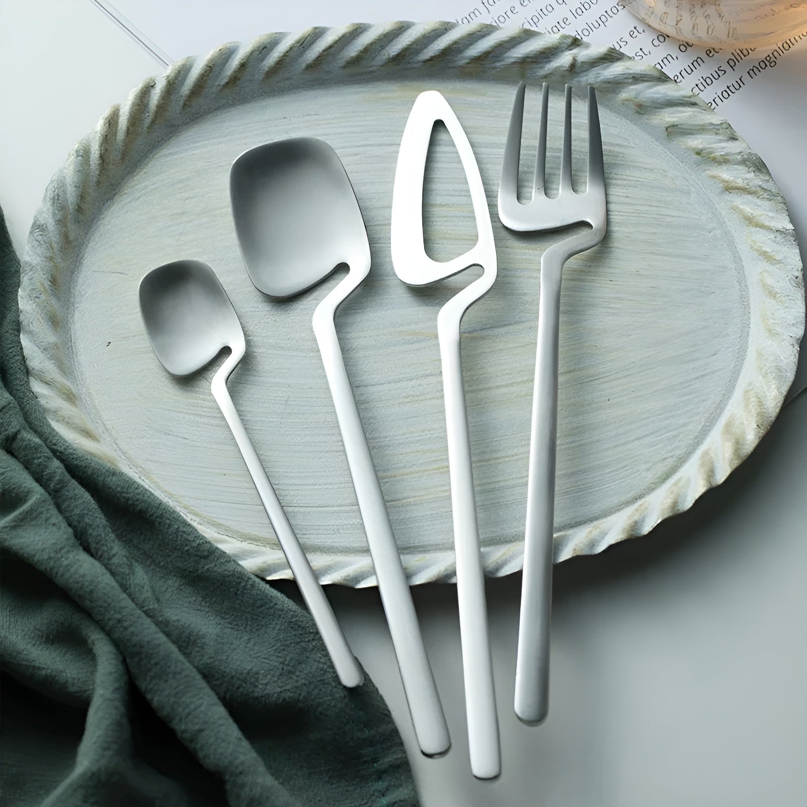 Bestekset Modern Design met Vork, Lepel en Taartschep Vaatwasserbestendig
