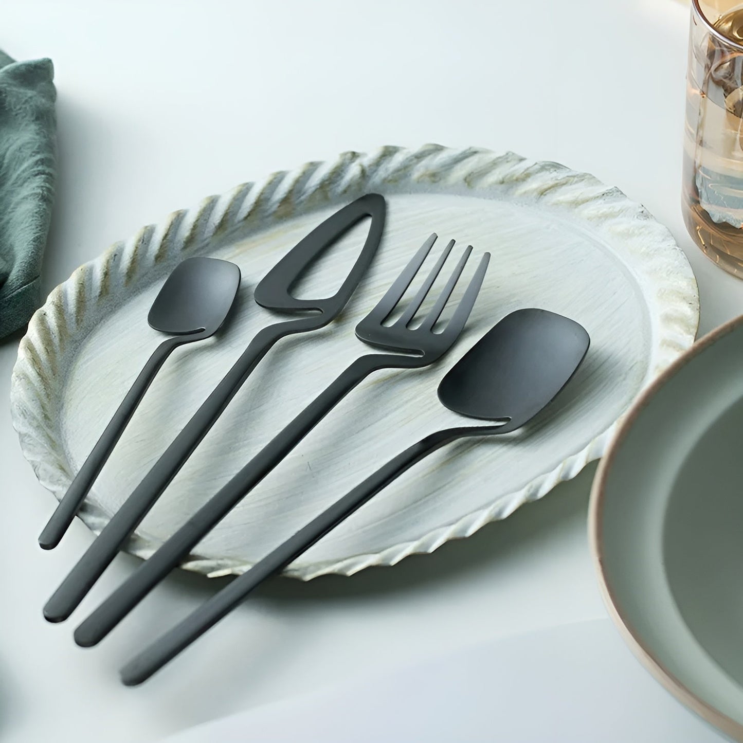 Bestekset Modern Design met Vork, Lepel en Taartschep Vaatwasserbestendig