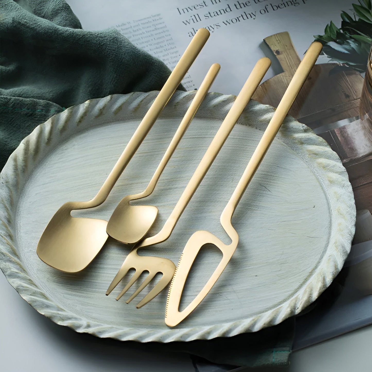 Bestekset Modern Design met Vork, Lepel en Taartschep Vaatwasserbestendig