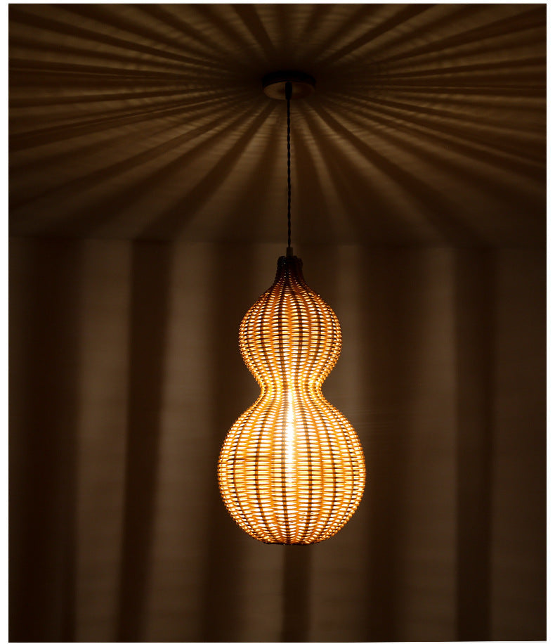 Buiten Hanglamp Bohemian met Vlechtwerk Kalebas Vorm voor Tuin en Terras