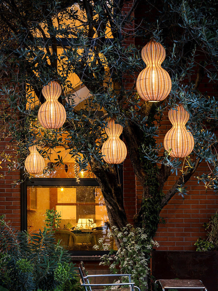 Buiten Hanglamp Bohemian met Vlechtwerk Kalebas Vorm voor Tuin en Terras