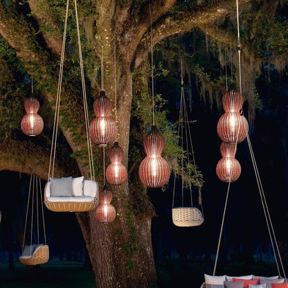Buiten Hanglamp Bohemian met Vlechtwerk Kalebas Vorm voor Tuin en Terras