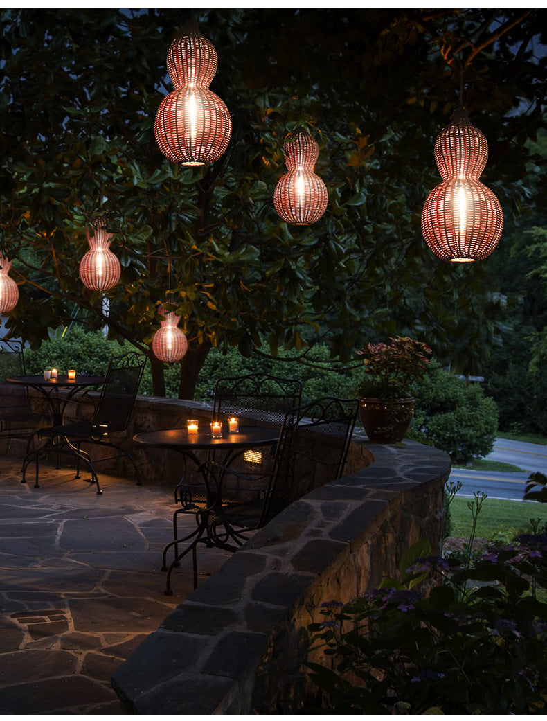 Buiten Hanglamp Bohemian met Vlechtwerk Kalebas Vorm voor Tuin en Terras