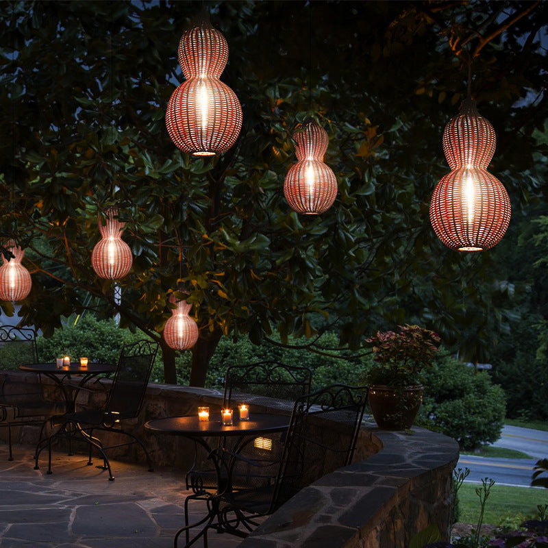 Buiten Hanglamp Bohemian met Vlechtwerk Kalebas Vorm voor Tuin en Terras