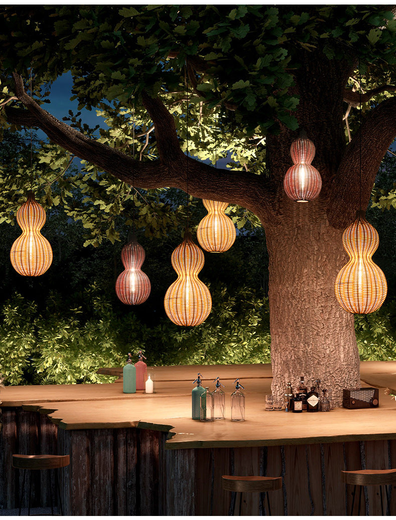 Buiten Hanglamp Bohemian met Vlechtwerk Kalebas Vorm voor Tuin en Terras